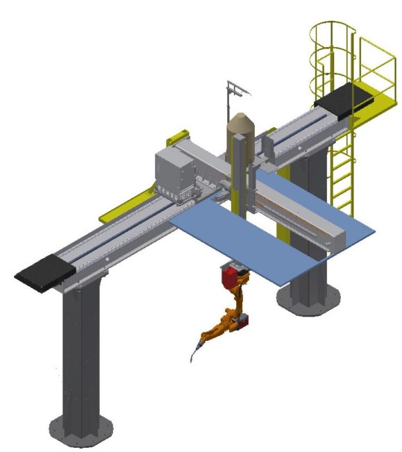 Стандартная конфигурация перевернутой сварочной роботизированной системы типа Sky rail